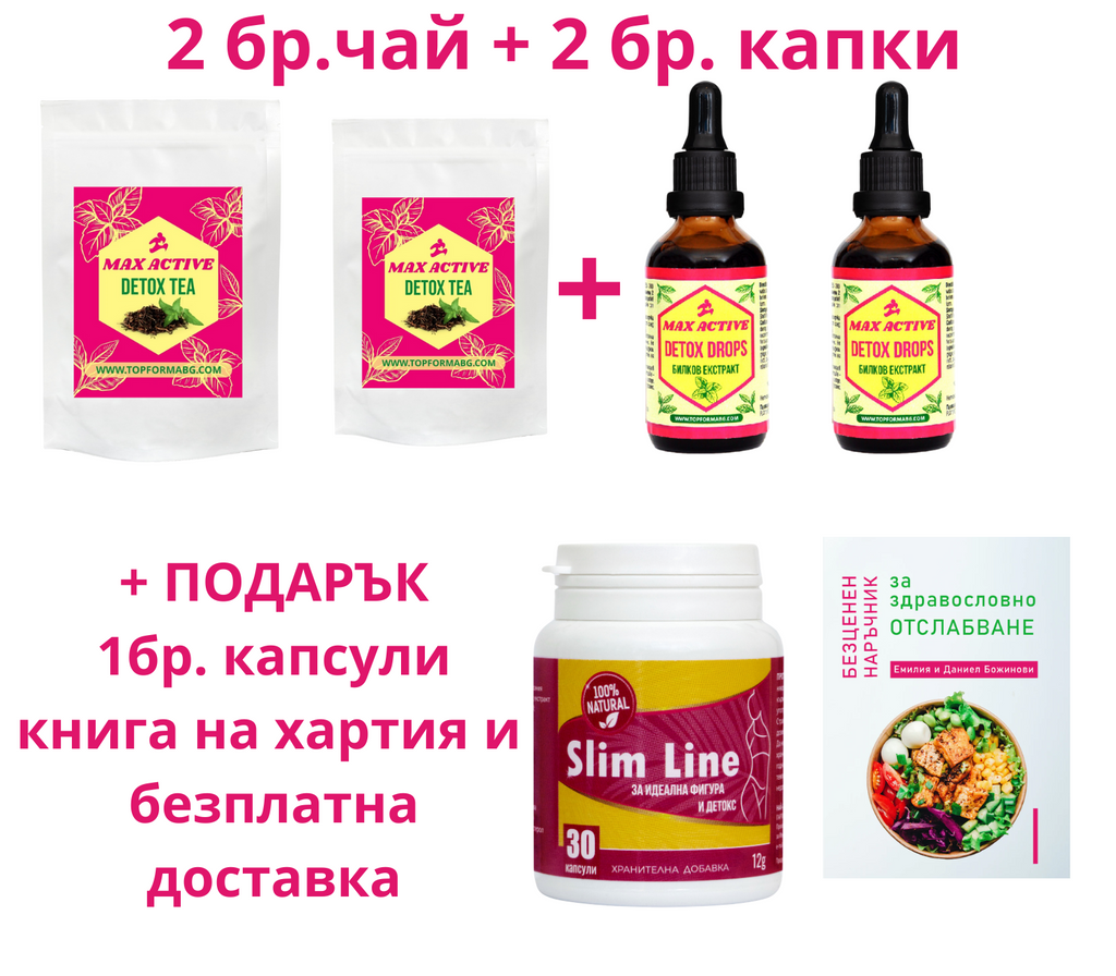 2бр. Чай + 2бр. Капки за отслабване и детокс